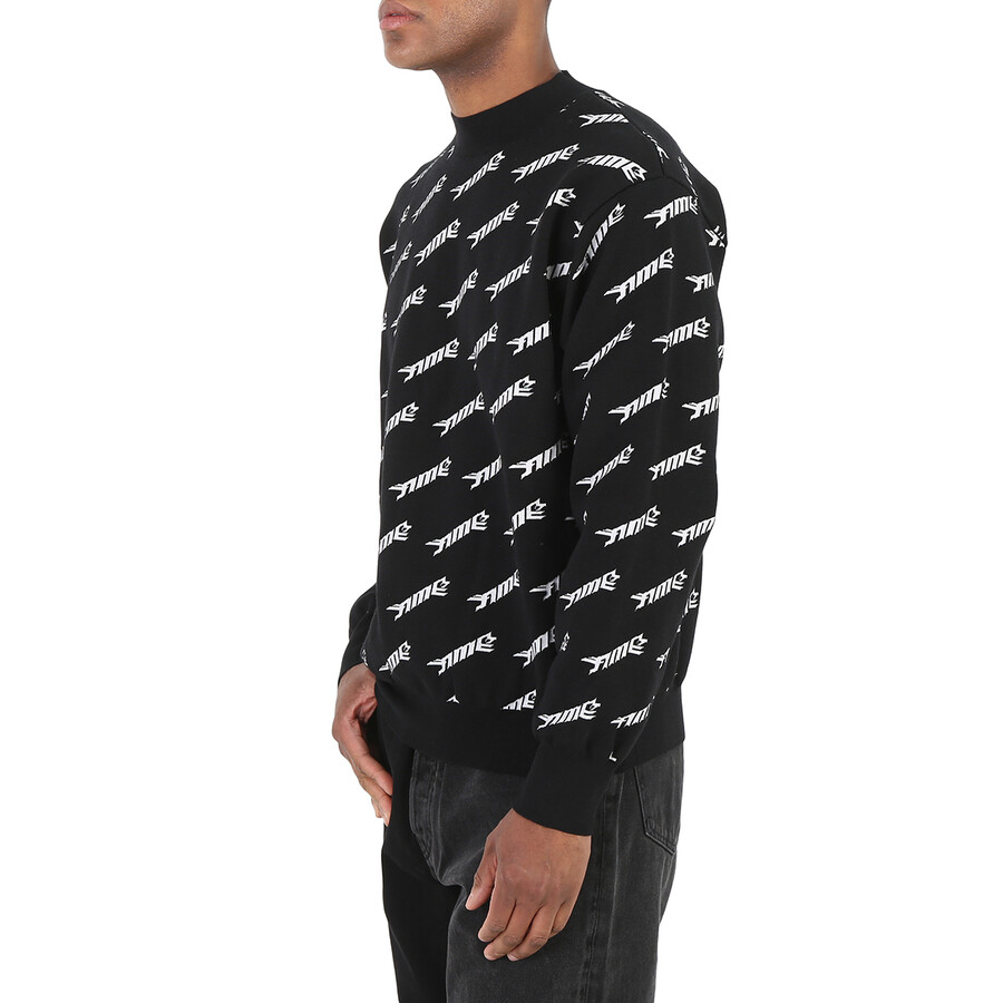 Shop Ambush Men's Black All-over Logo Crew Knit Sweater In White/black