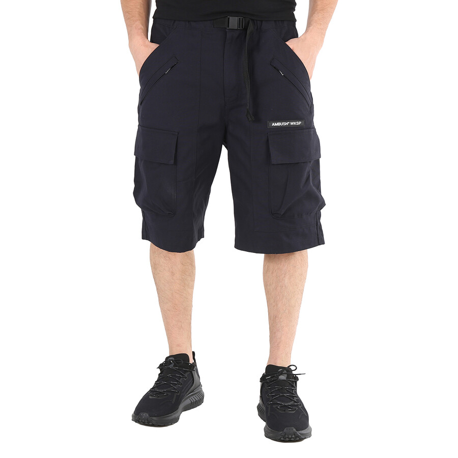 Shop Ambush Men's Black Cotton Cargo Shorts