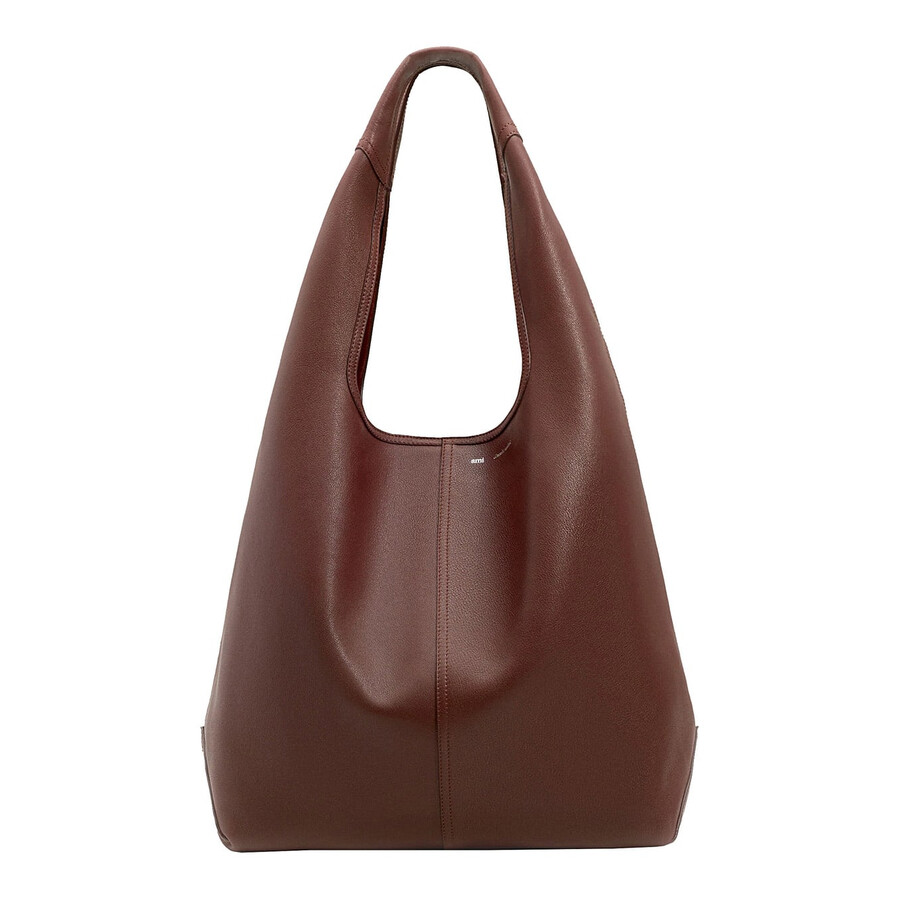 Ami Alexandre Mattiussi Etienne Bordeaux Shoulder Bag With Logo Print On The Front In Leather In Red