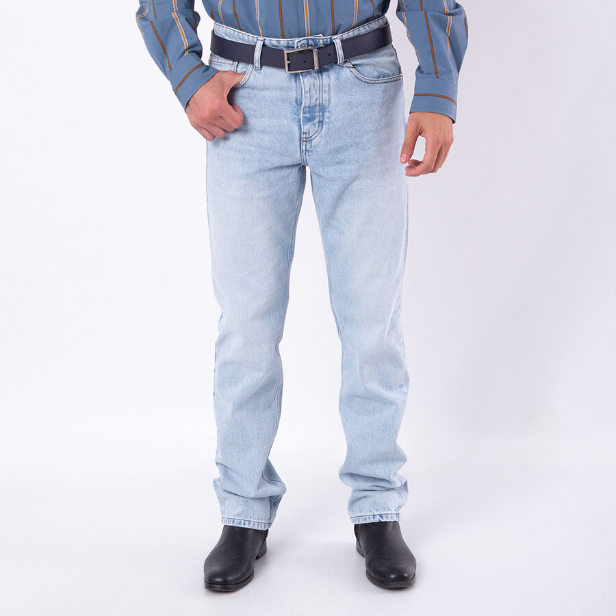 Classic Fit Bleached Blue Denim Jeans