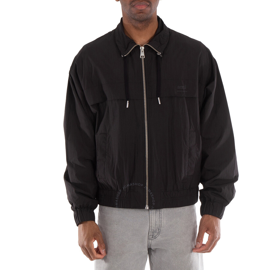 Ami Paris Men's Black Zipped Windbreaker, Size Large HJK051