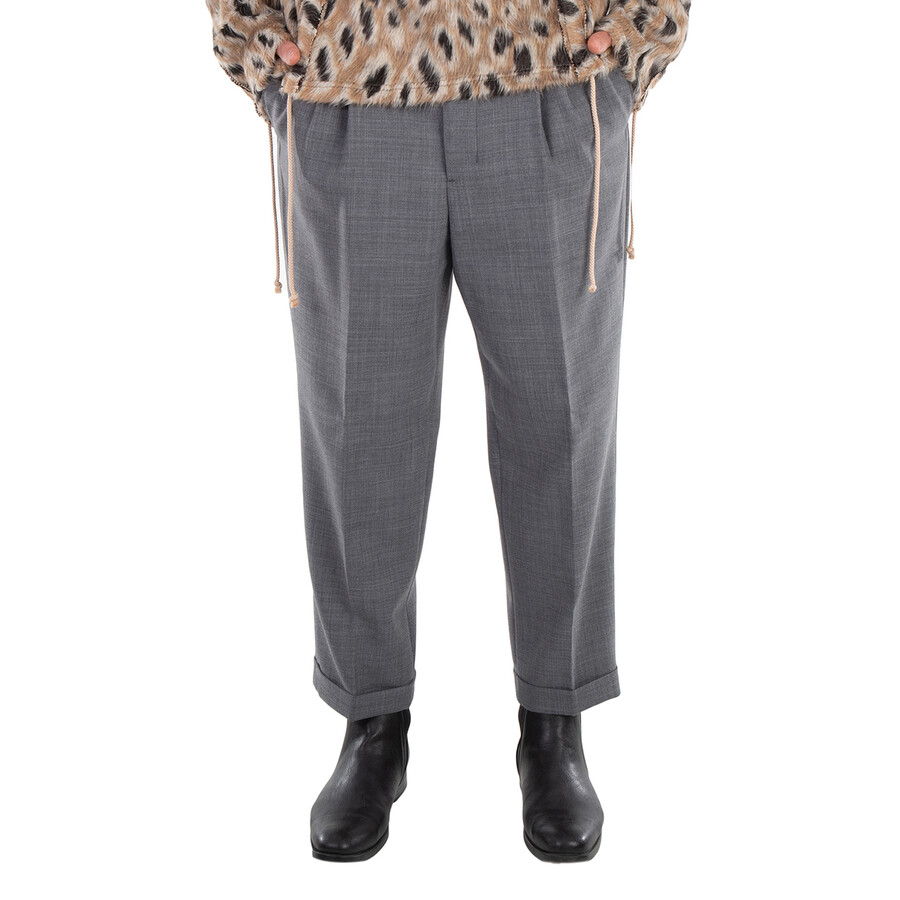 Men's Gris Chine Carott Fit Trousers