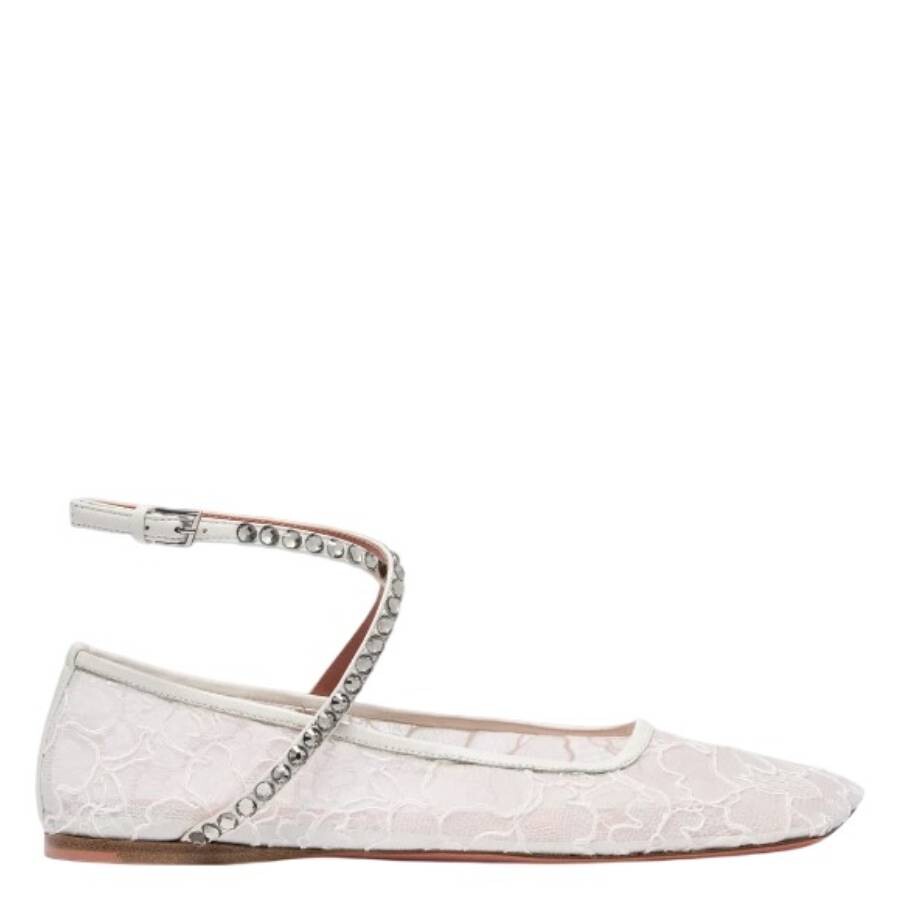 Amina Muaddi Ane Crystal Lace Flats In Multi