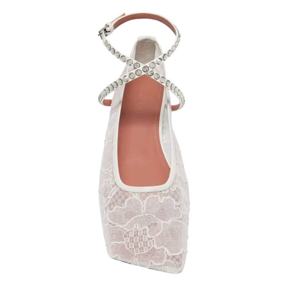 Amina Muaddi Ane Crystal Lace Flats In Multi