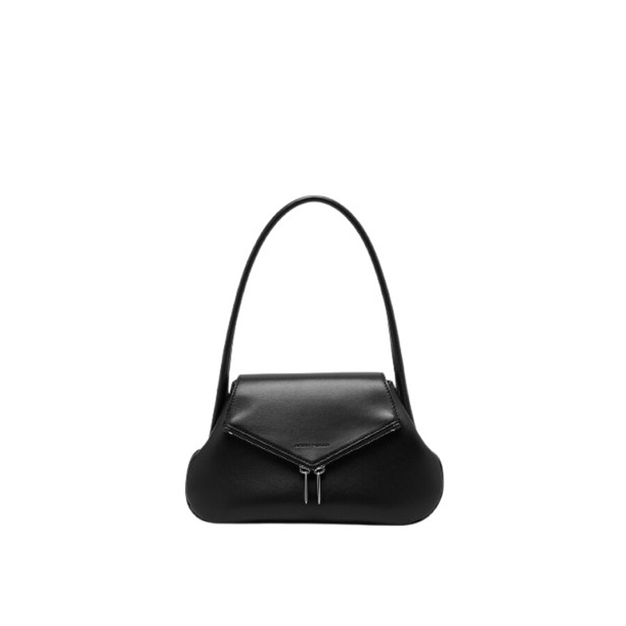 Amina Muaddi Small Gemini Shoulder Bag In Silver Tone/black