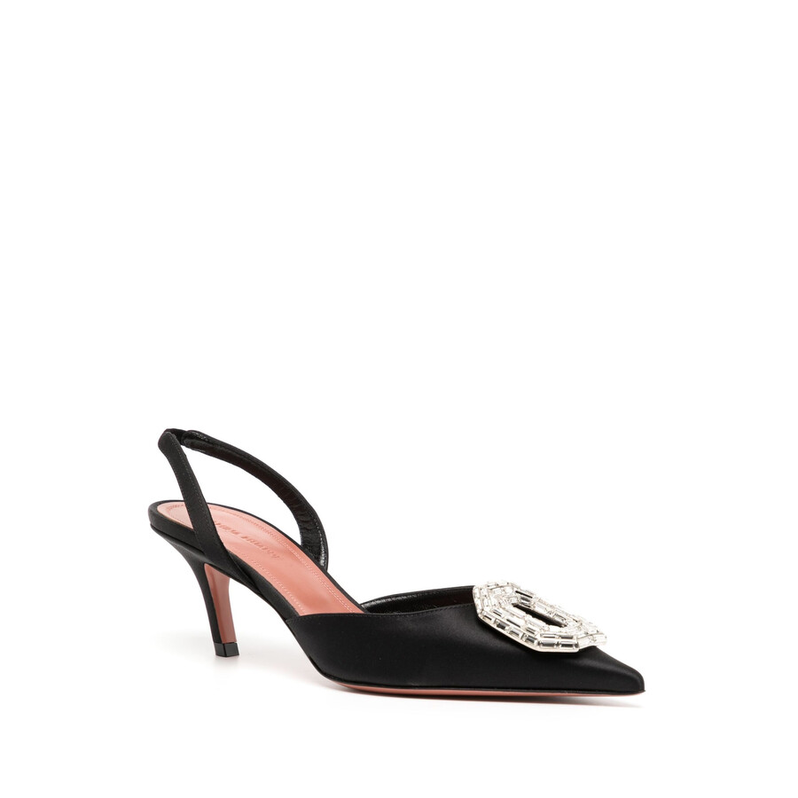 Amina Muaddi Ladies Nappa Black Camelia Sling 60 Mm Sandals In Black