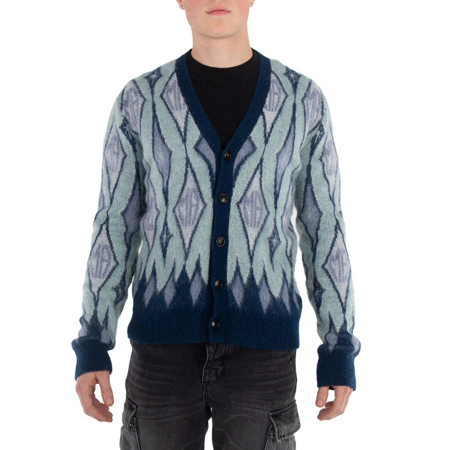 Argyle Mohair Knit Cardigan