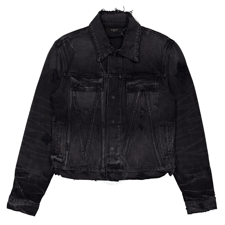 Amiri Faded Panelled Denim Jacket In Black
