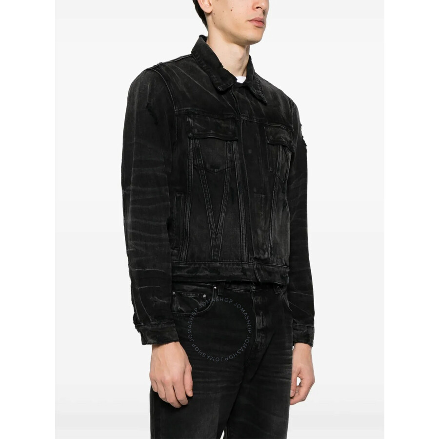 Amiri Faded Panelled Denim Jacket In Black
