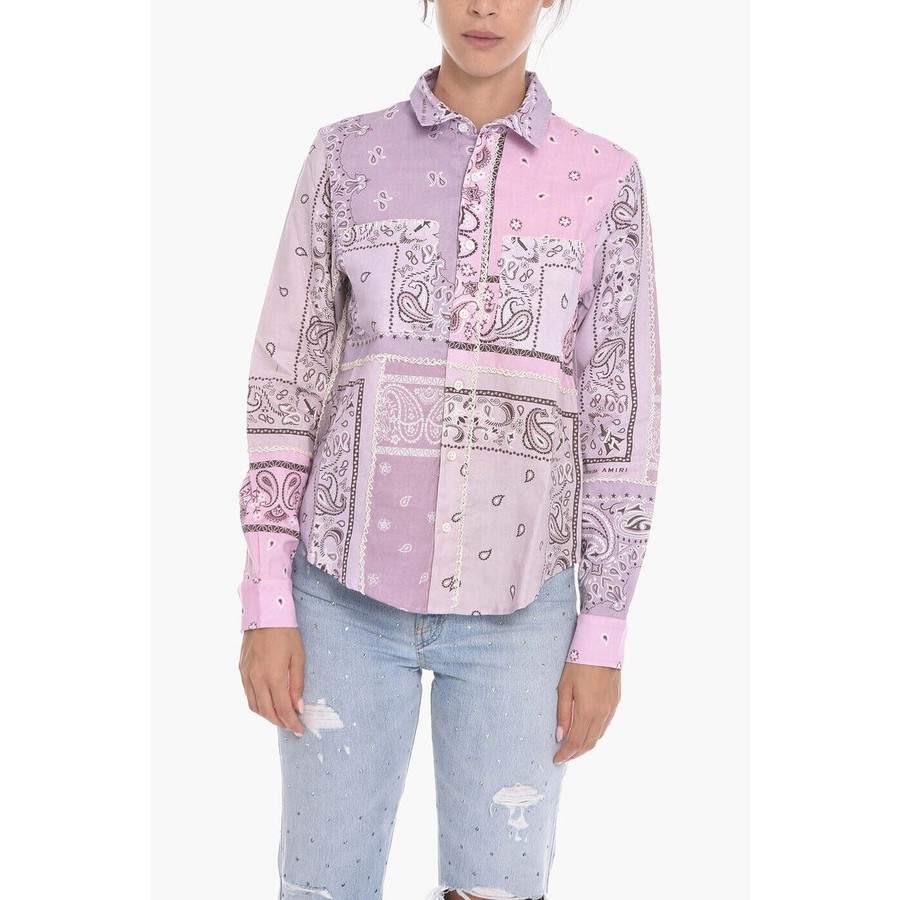 AMIRI Womens Lavender Cotton Patchwork Shirt Y0W06472PD_LAV