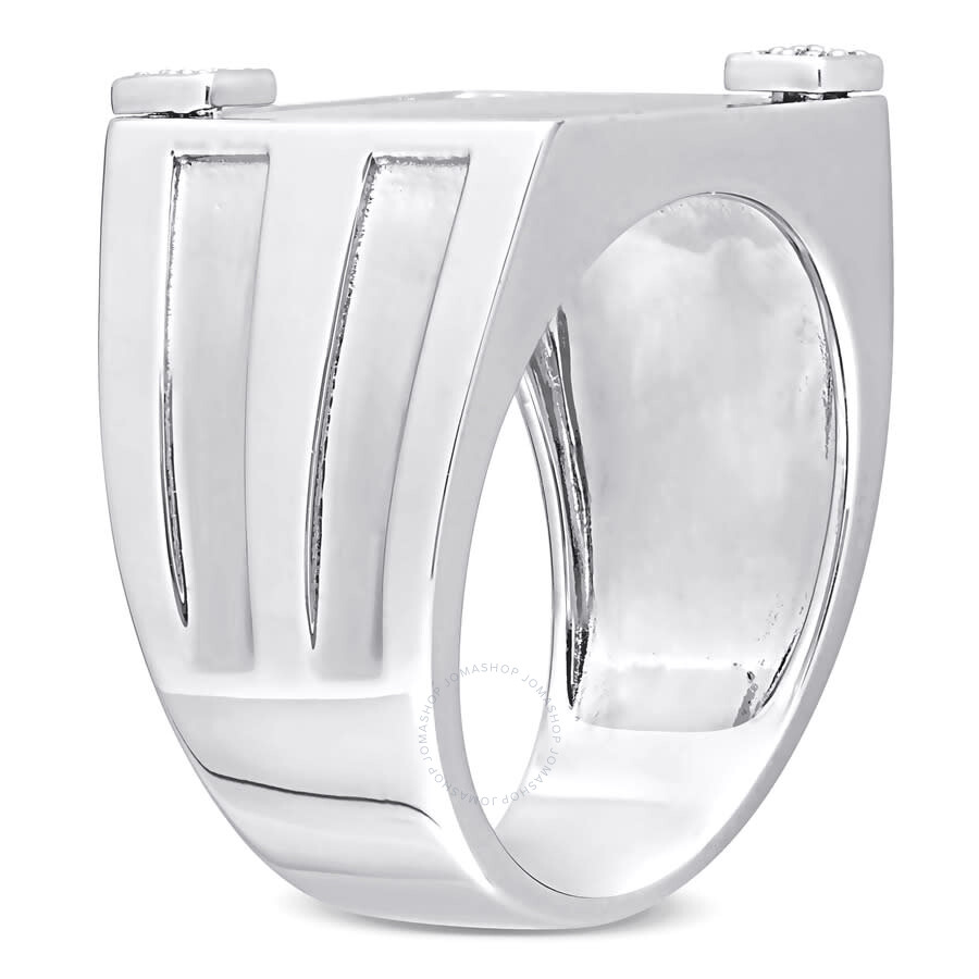 Shop Amour 5 Ct Tgw Square Black Onyx And Diamond Accent Men's Ring In Sterling Silver In White