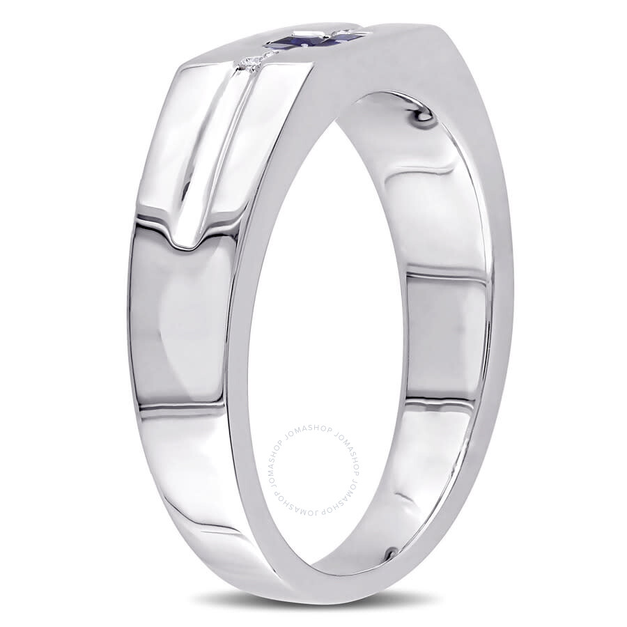 Shop Amour Men's Diamond And Sapphire Ring In Sterling Silver In White