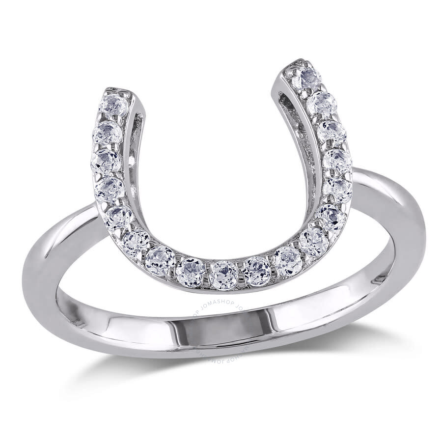 Amour White Topaz Horseshoe Ring In Sterling Silver