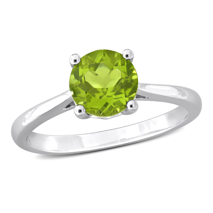 Amour 1 1/2ct Tgw Peridot Solitaire Ring In Sterling Silver In White