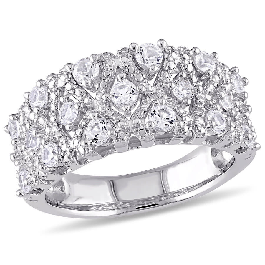 Amour Created White Sapphire Pave Lattice Ring In Sterling Silver In White
