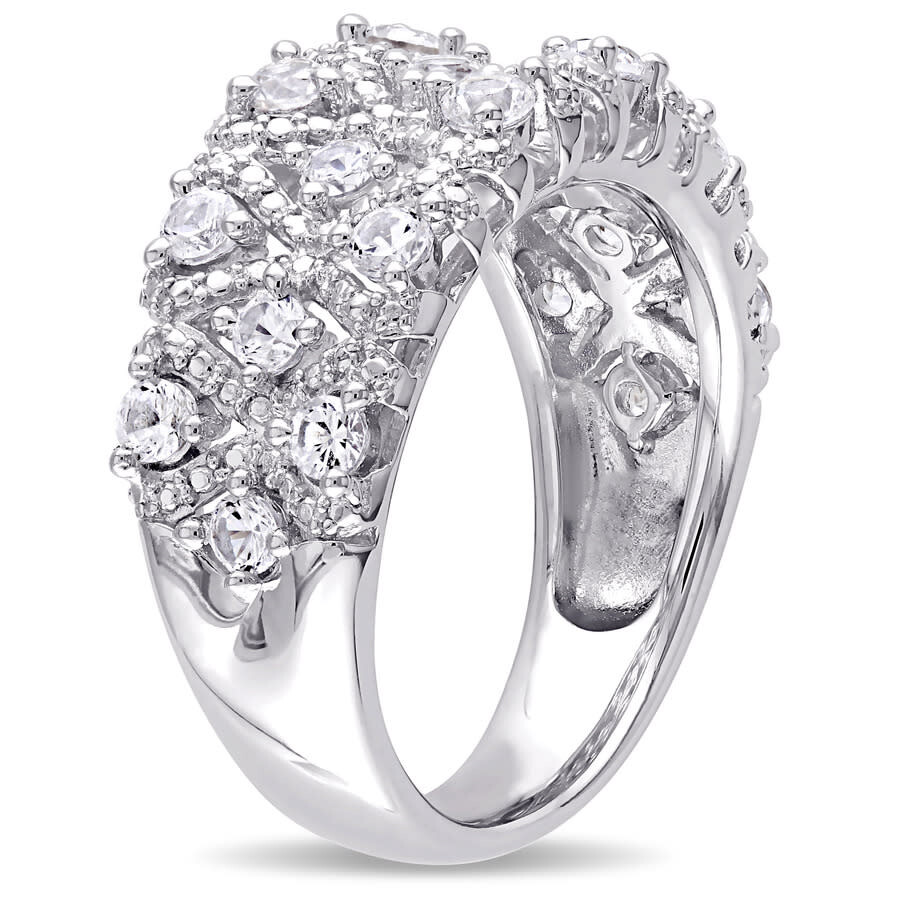Amour Created White Sapphire Pave Lattice Ring In Sterling Silver In White