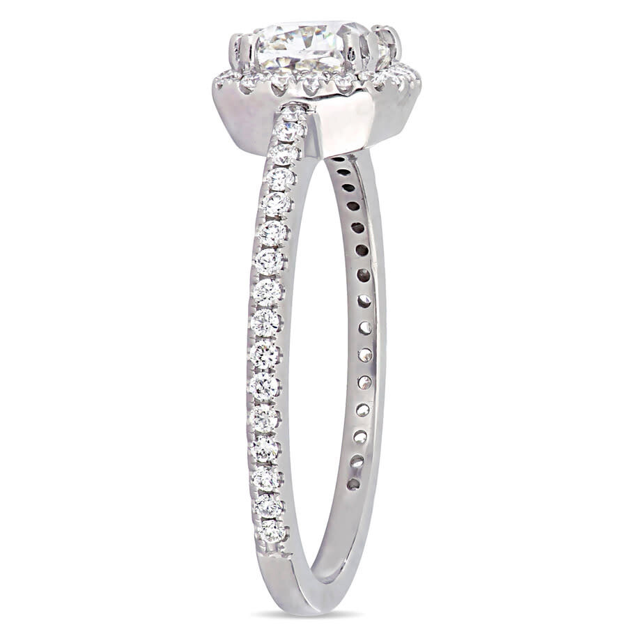 Amour 1 1/3 Ct Tw Cushion-cut Diamond Halo Engagement Ring In 14k White Gold In White