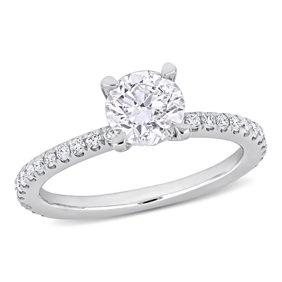 Amour 1 1/3 CT TW Diamond Solitaire Engagement Ring In 14K White Gold ...