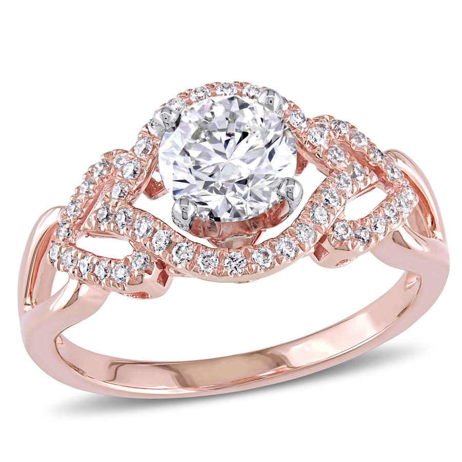 Amour 1 1/5 CT TW Diamond Open Heart Engagement Ring In 14K Rose Gold ...