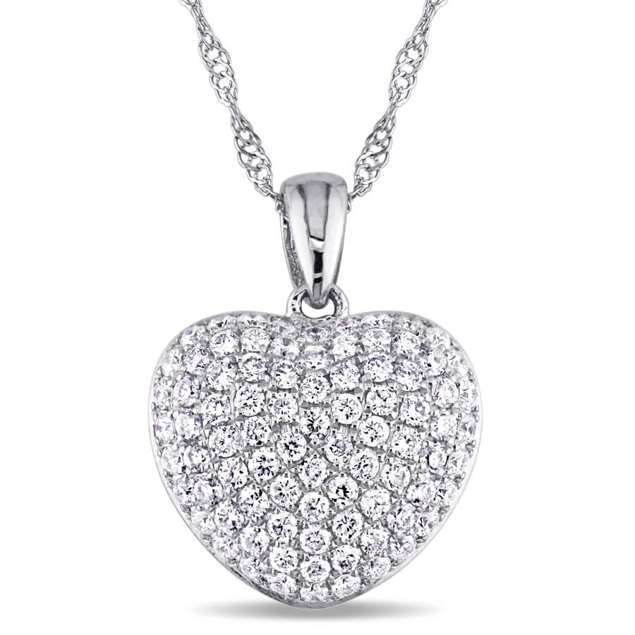 diamond cluster heart pendant
