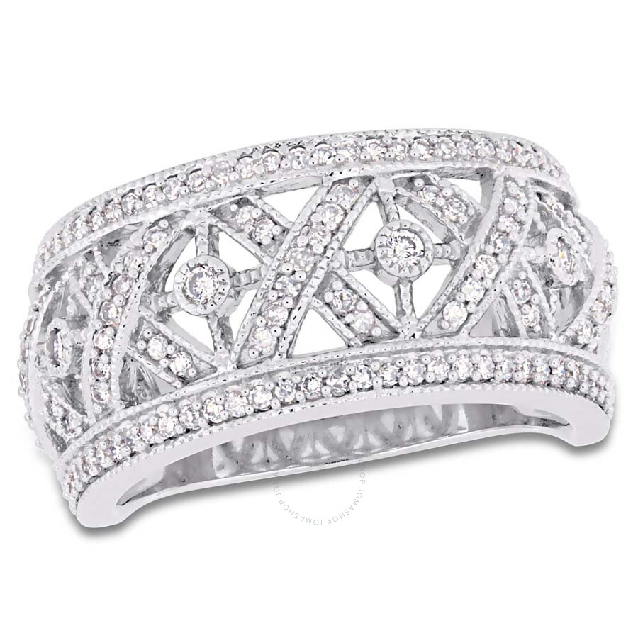 Amour 1/2 Ct Tw Diamond Filigree Ring In 10k White Gold In Gold / White