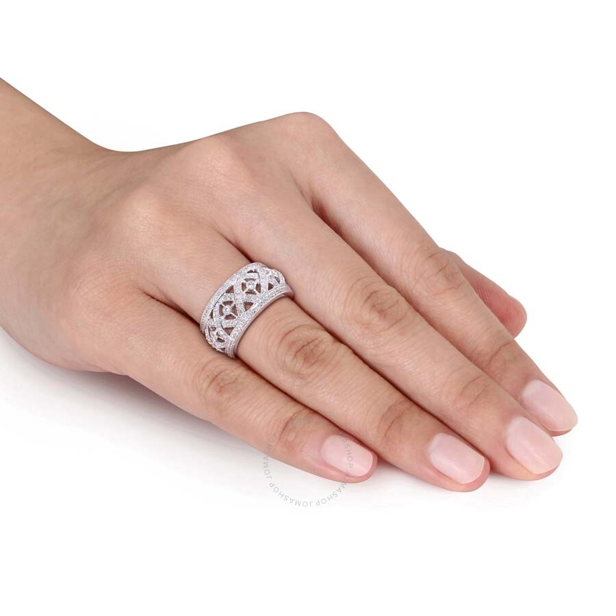 Amour 1/2 Ct Tw Diamond Filigree Ring In 10k White Gold In Gold / White
