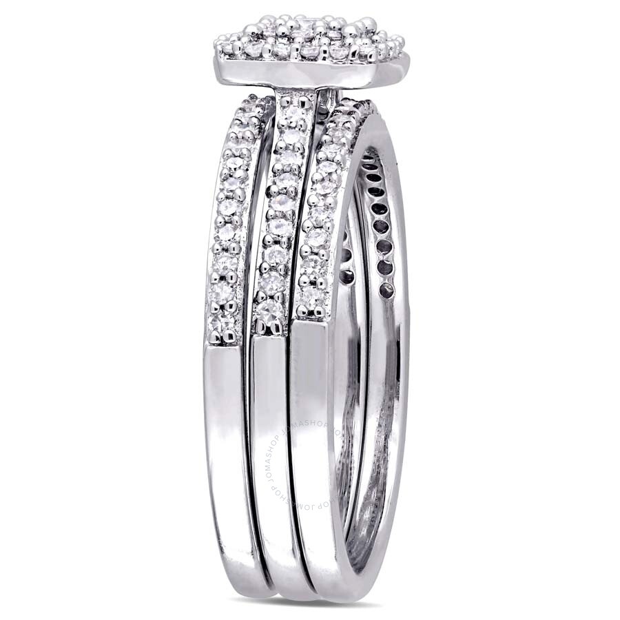 Amour 1/2 Ct Tw Diamond Cluster 3-piece Bridal Set In 14k White Gold In Gold / White