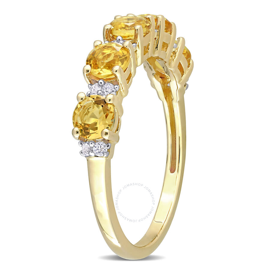 Amour 1 3/5 Ct Tgw Citrine And White Topaz Semi Eternity Ring In Yellow Plated Sterling Silver In Yellow