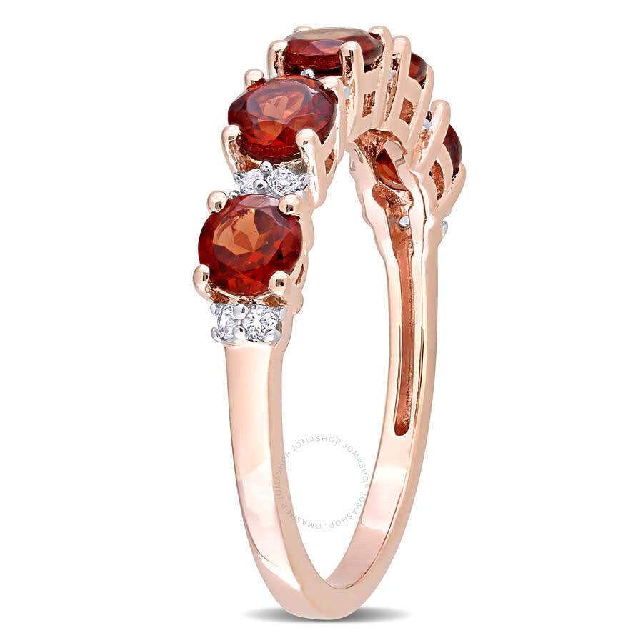 Amour 1 3/5 Ct Tgw Garnet And White Topaz Semi Eternity Ring In Rose Plated Sterling Silver In Pink