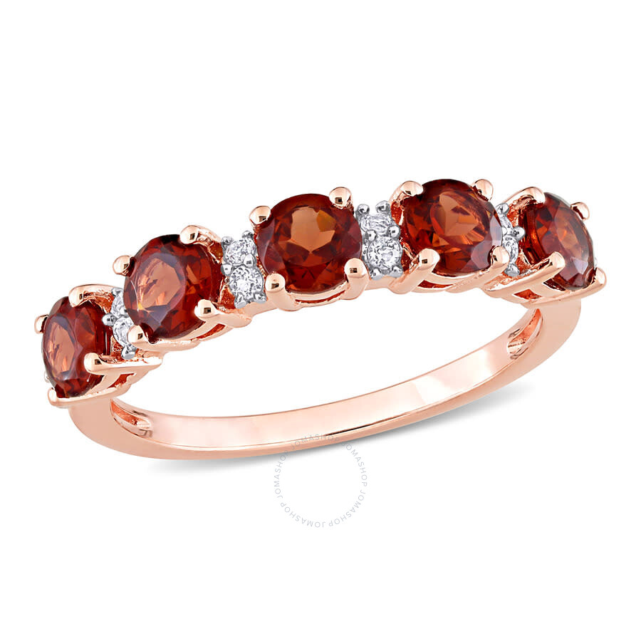 Shop Amour 1 3/5 Ct Tgw Garnet And White Topaz Semi Eternity Ring In Rose Plated Sterling Silver In Pink