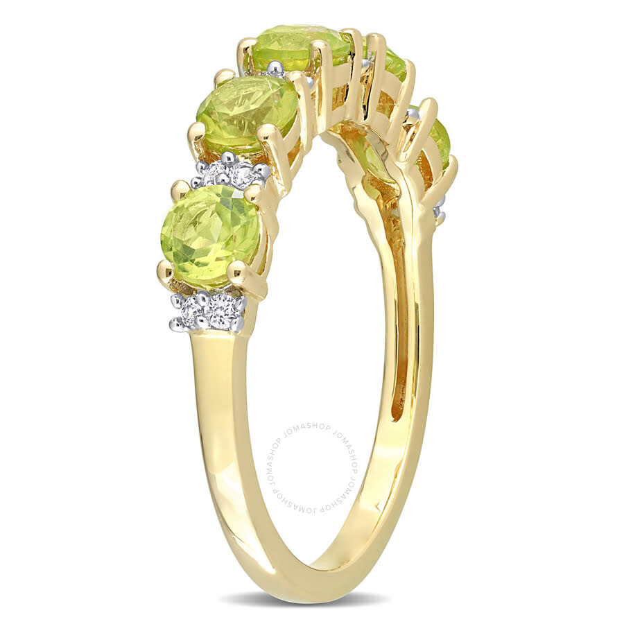 Shop Amour 1 3/5 Ct Tgw Peridot And White Sapphire Semi Eternity Ring In Yellow Plated Sterling Silver