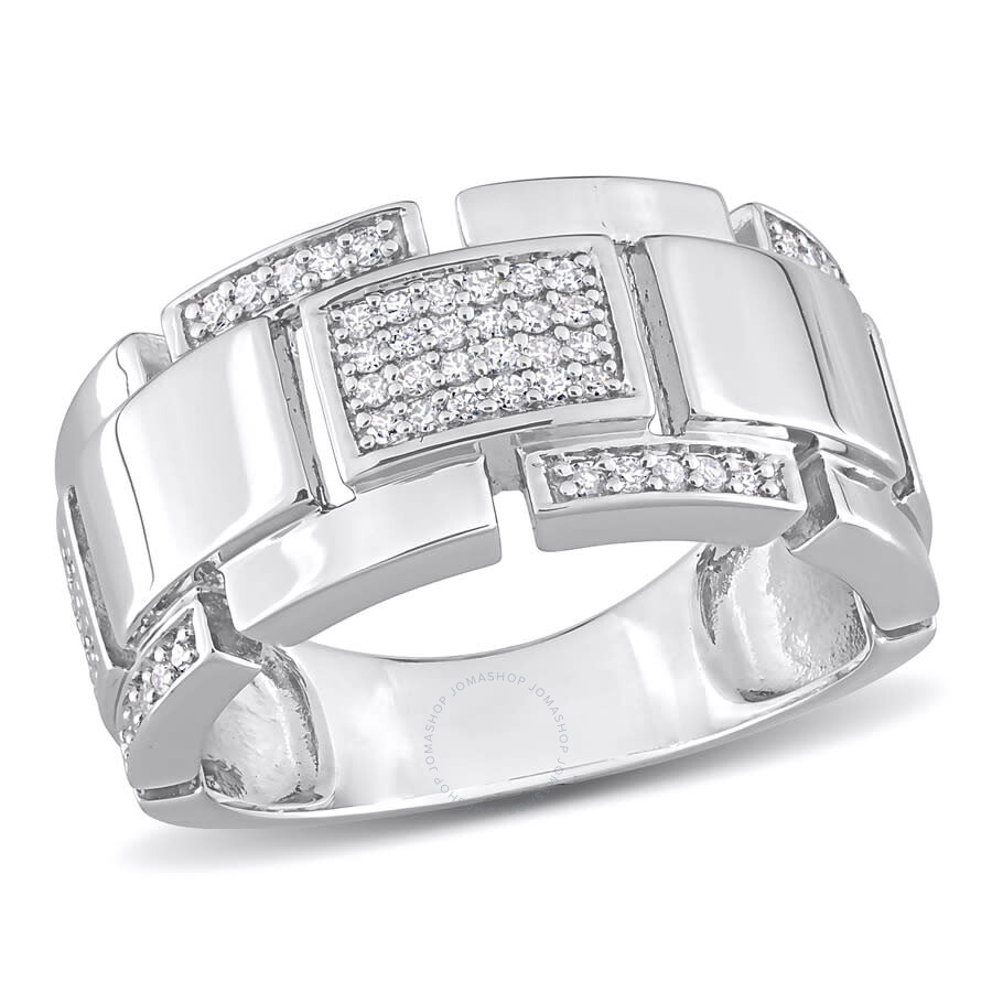 Shop Amour 1/4 Ct Tw Diamond Men's Ring In Sterling Silver In White