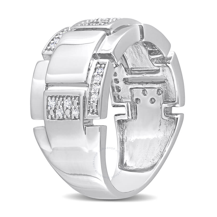 Shop Amour 1/4 Ct Tw Diamond Men's Ring In Sterling Silver In White