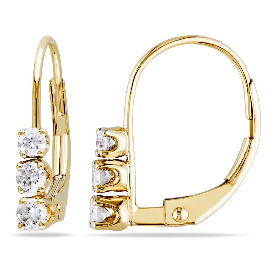 Amour 1 4 Ct Diamond Tw Leverback Earrings 14k Yellow Gold Gh I2 I3