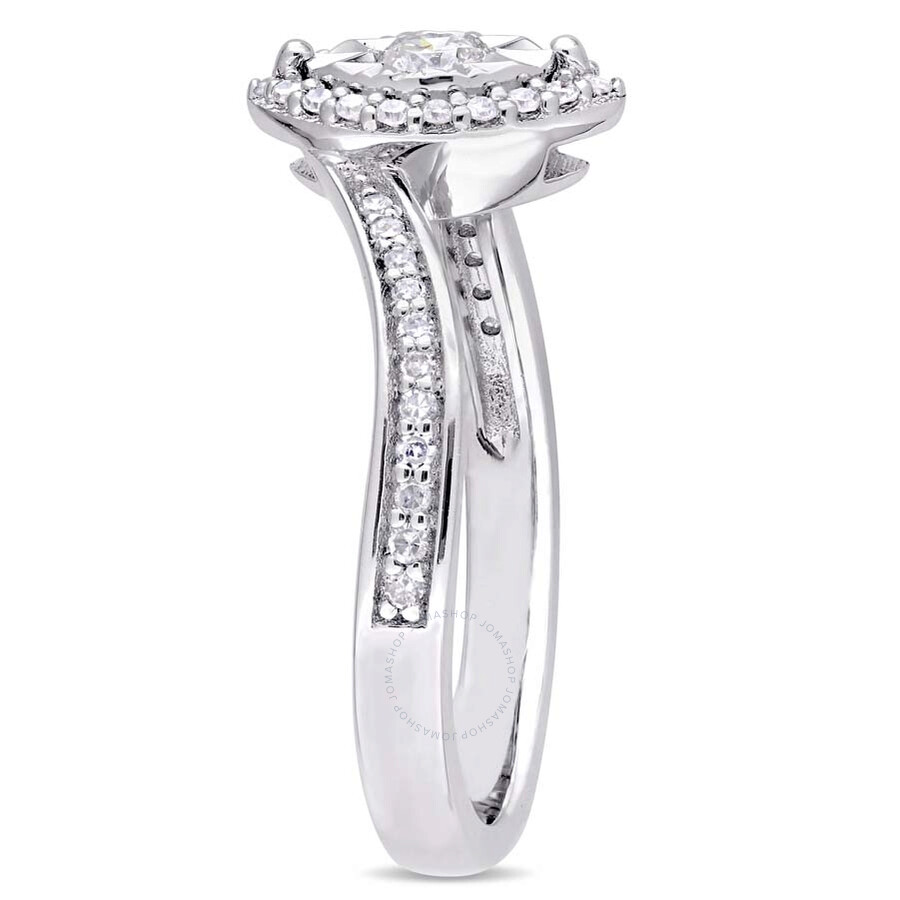 Amour 1/4 Ct Tw Diamond Halo Twist Ring In Sterling Silver In Silver