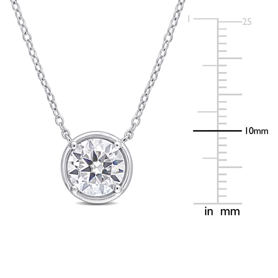 Amour 1 4/5 Ct Tgw Created Moissanite Halo Circle Pendant With Chain In Sterling Silver In White