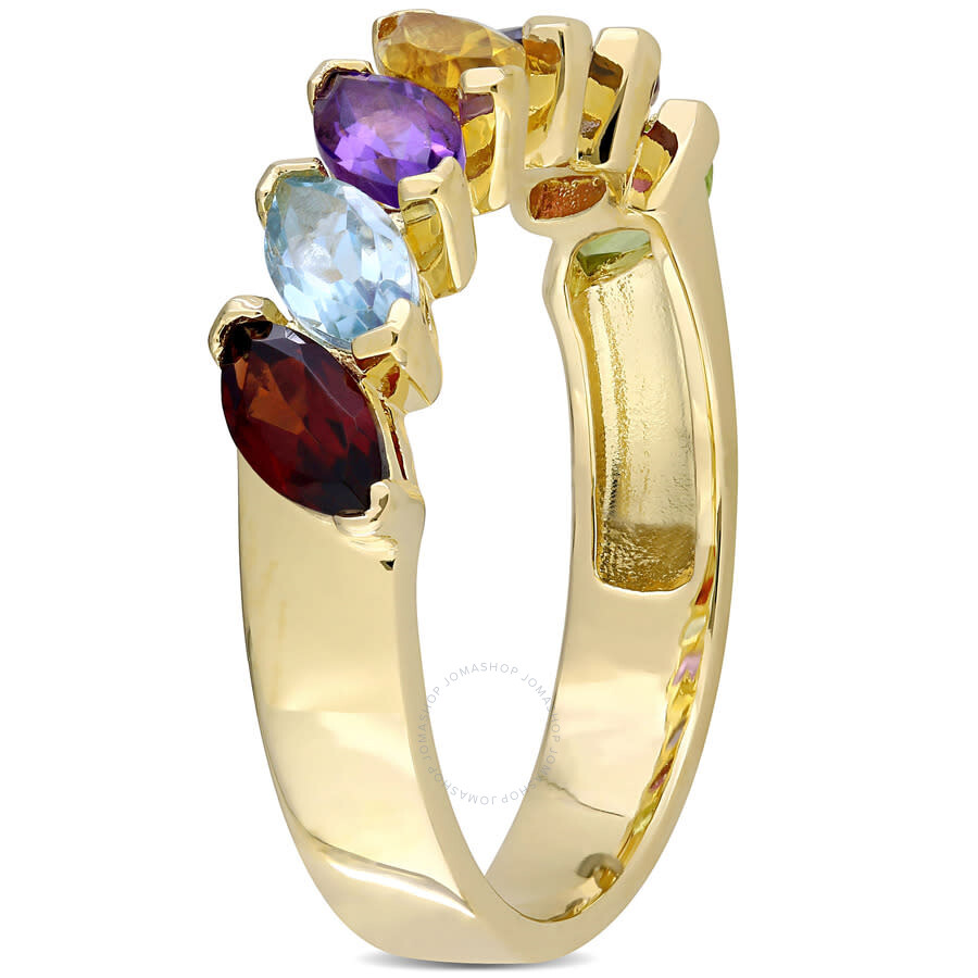 Amour 1 4/5 Ct Tgw Multi-gemstone Marquise Ring In Yellow Plated Sterling Silver In Yellow