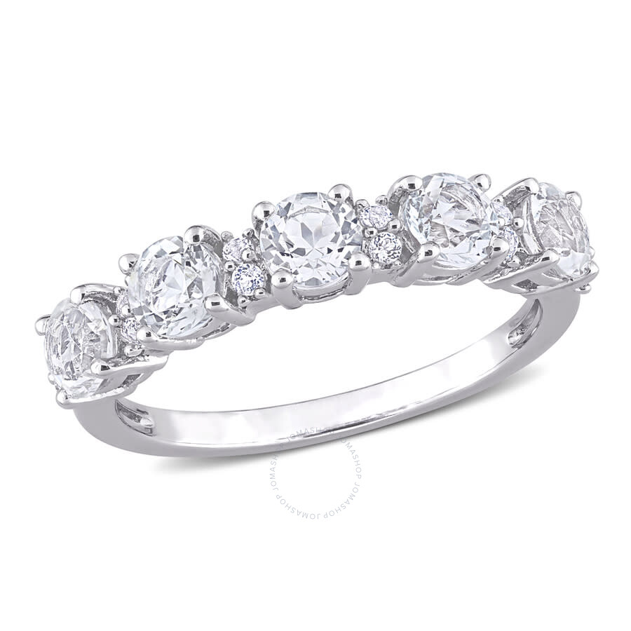 Amour 1 5/5 Ct Tgw White Topaz Semi Eternity Ring In Sterling Silver In White