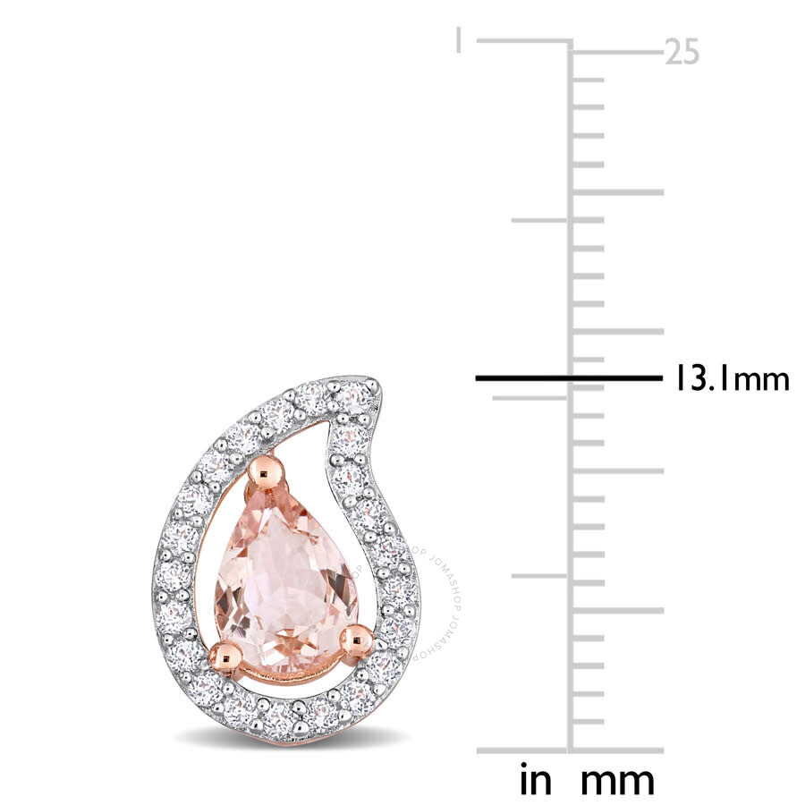 Amour 1 7/8 Ct Tgw Pear Shape Morganite And White Topaz Teardrop Stud Earrings In Rose Plated Sterli In Pink