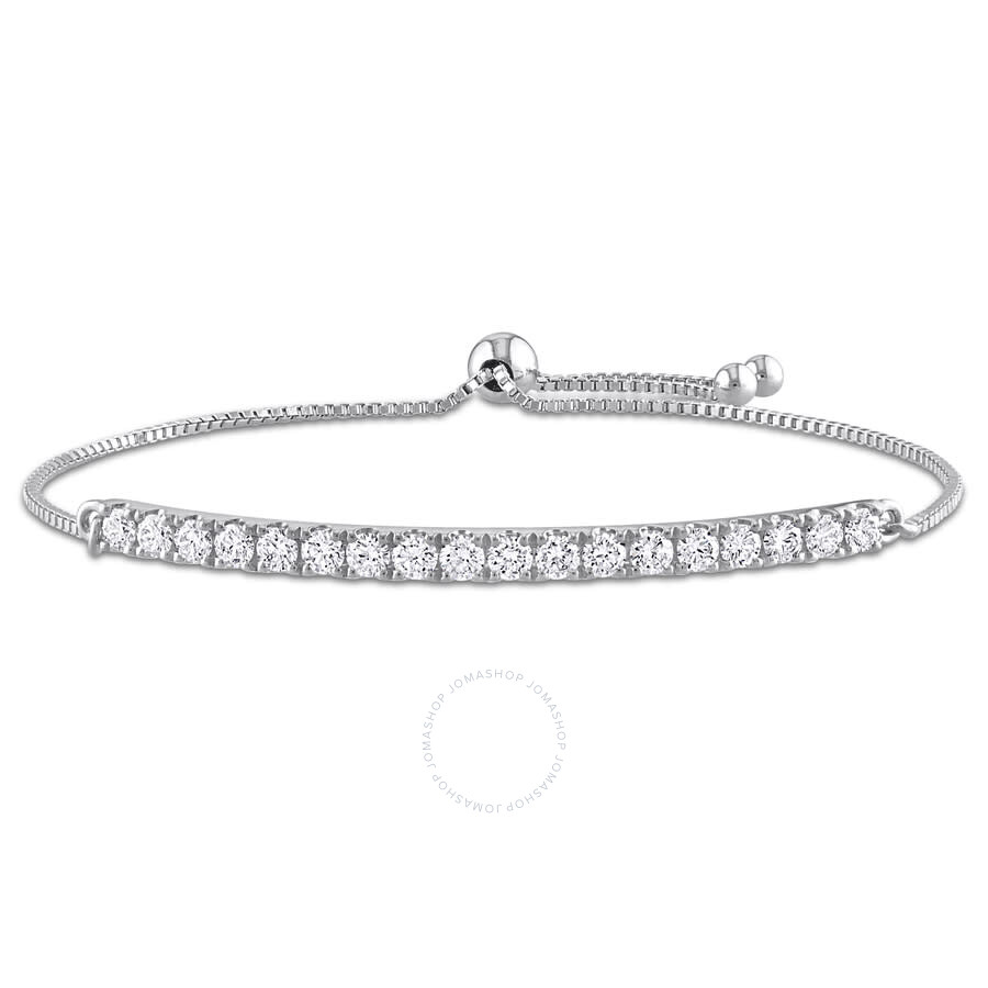 Amour 1 Ct Tw Diamond Bolo Chain Bracelet In 14k White Gold In White