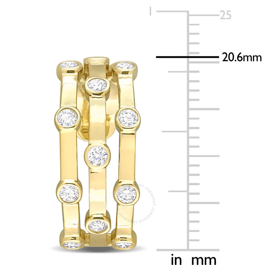 Amour 1 Ct Tdw Diamond Triple Row Open Hoop Earrings In 10k Yellow Gold In Yellow