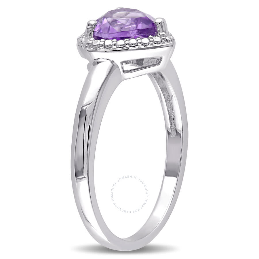 Amour Amethyst Heart Halo Ring In Sterling Silver In White