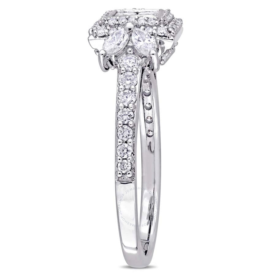 Shop Amour 1 Ct Tw Princess-cut Diamond Quad Halo Engagement Ring In 14k White Gold In Gold / White