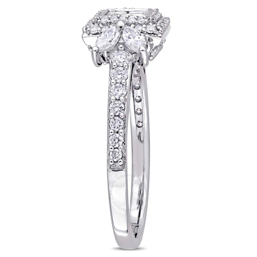 Amour 1 Ct Tw Princess-cut Diamond Quad Halo Engagement Ring In 14k White Gold In Gold / White