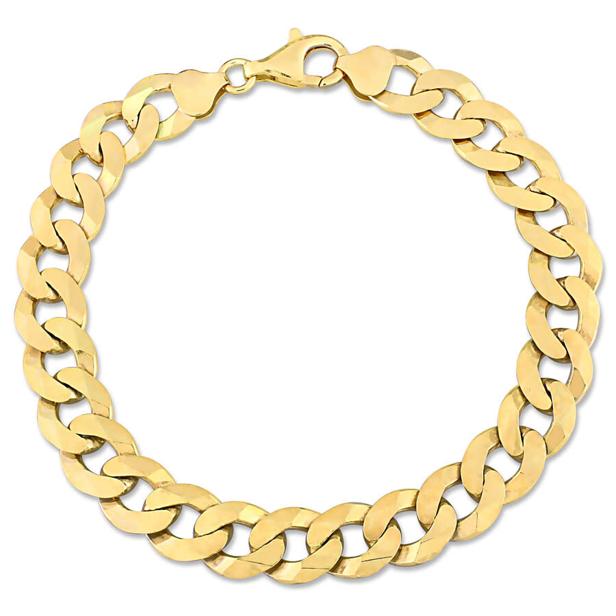 10.2mm Curb Link Chain Bracelet In Yellow Plated Sterling Silver, 9 In