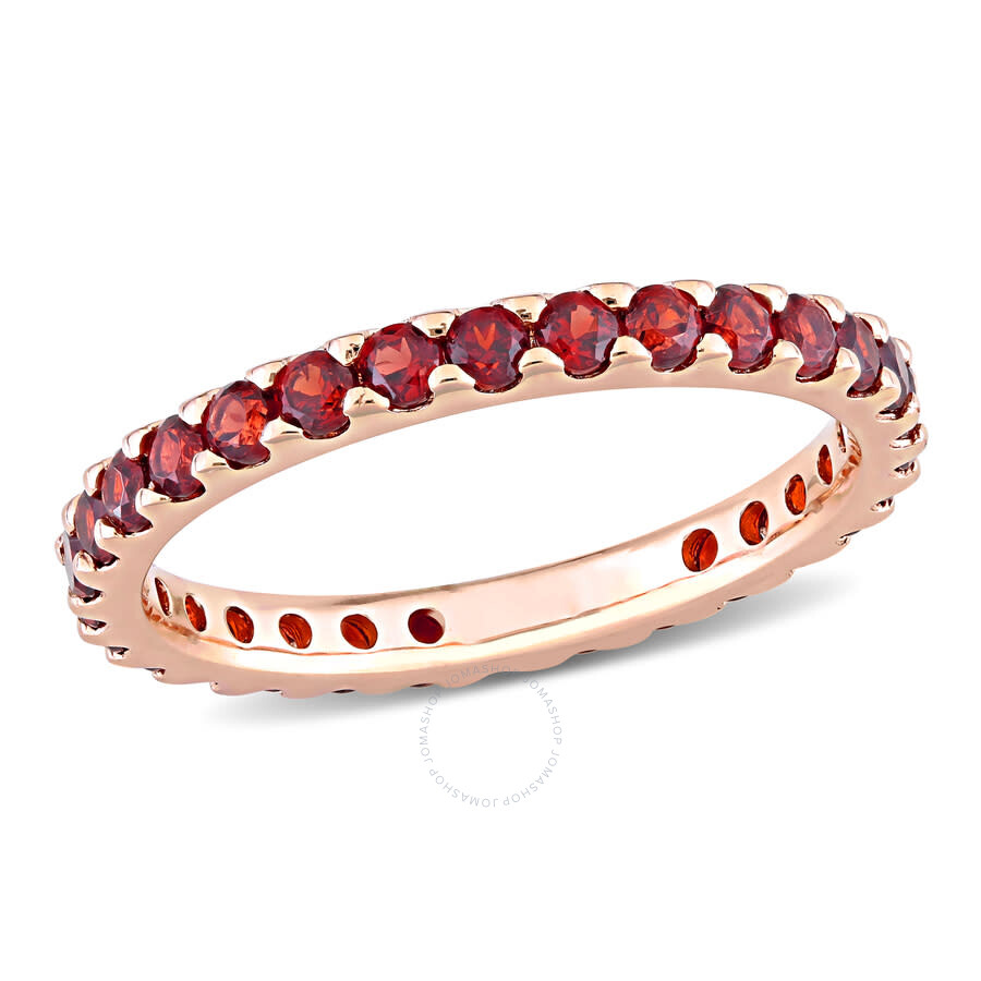 Shop Amour 1 1/5 Ct Tgw Garnet Eternity Ring In 10k Rose Gold In Pink