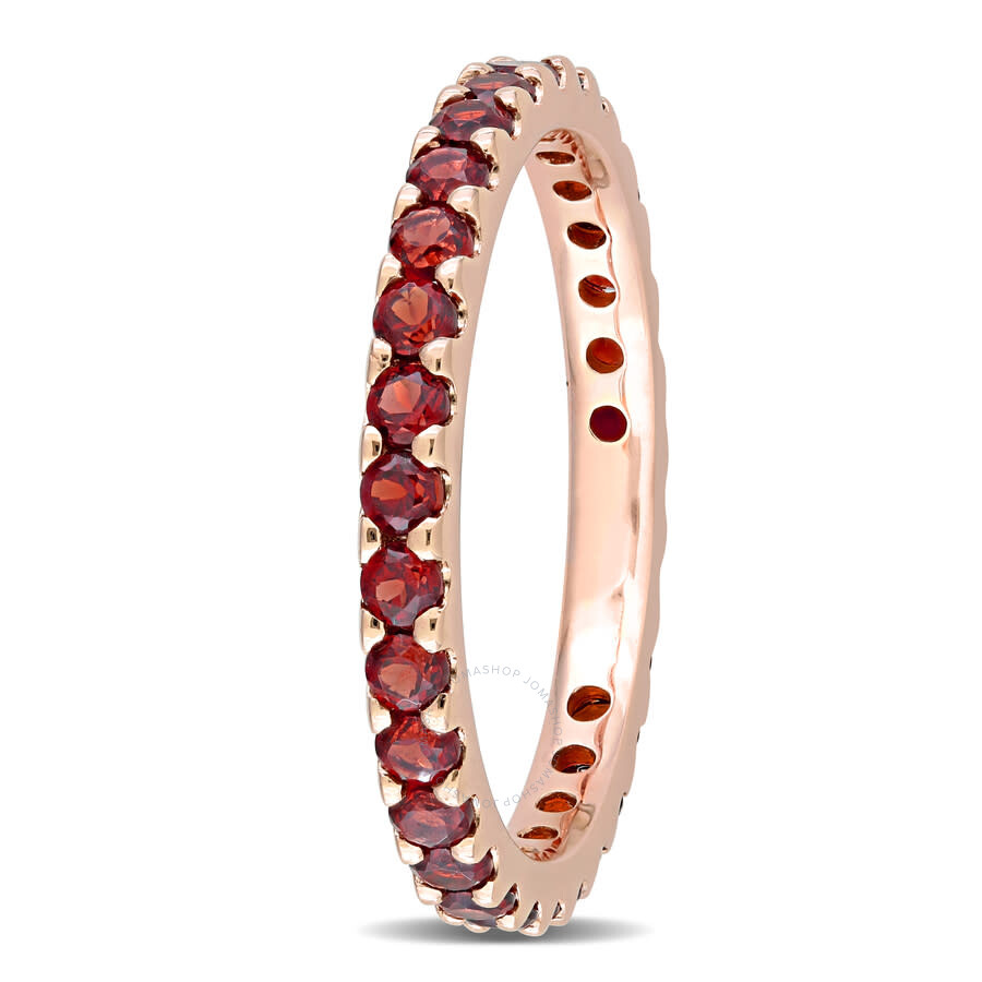 Shop Amour 1 1/5 Ct Tgw Garnet Eternity Ring In 10k Rose Gold In Pink