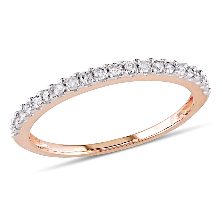 Shop Amour 1/5 Ct Tw Diamond Anniversary Band In 10k Rose Gold In Pink