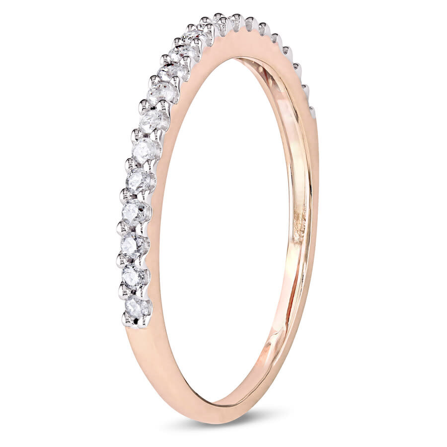 Shop Amour 1/5 Ct Tw Diamond Anniversary Band In 10k Rose Gold In Pink