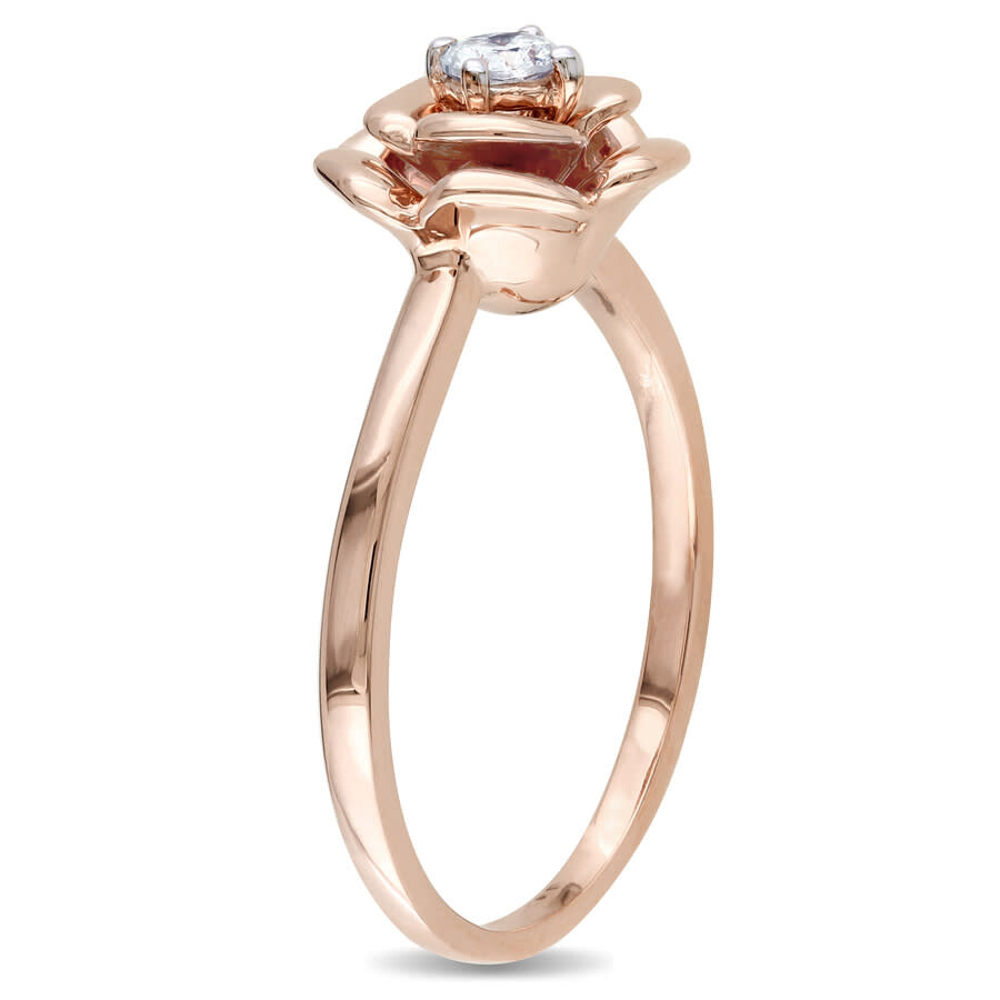 Amour 1/7 Ct Tw Diamond Rose Bud Ring In 10k Rose Gold In Pink